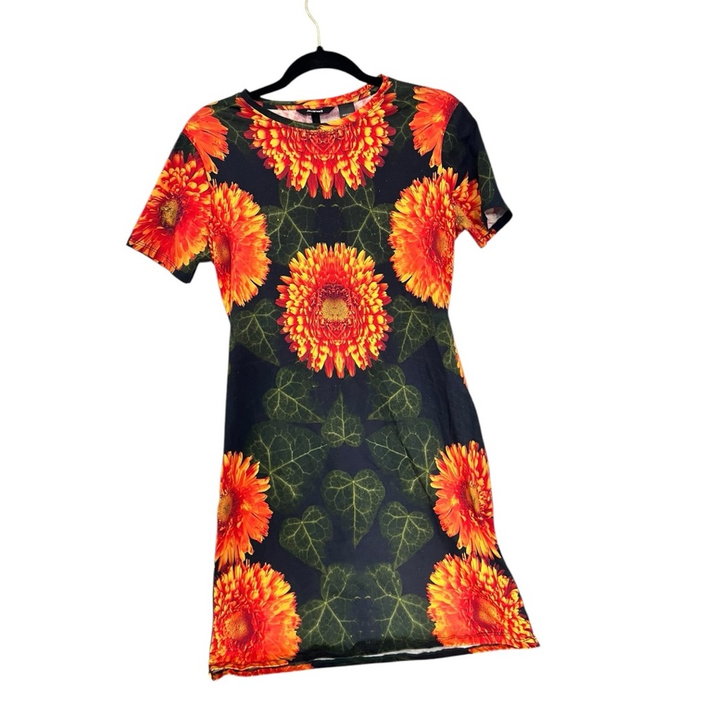 Desigual Floral Print Dress with Vibrant Sunflowers sz XL - Picture 5 of 10